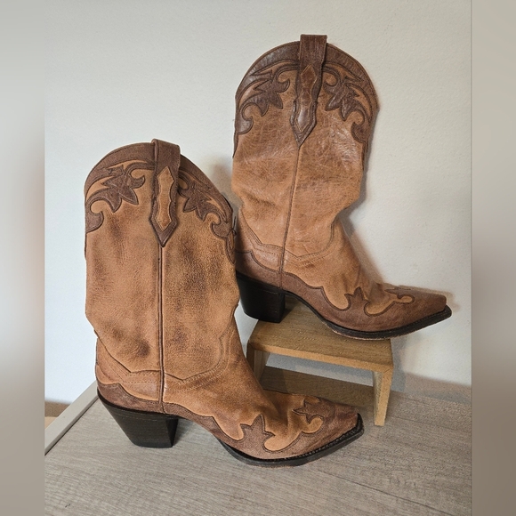 Dan Post Shoes - Dan Post Leather Graphic Print Western Boots Womens Size 7 Medium